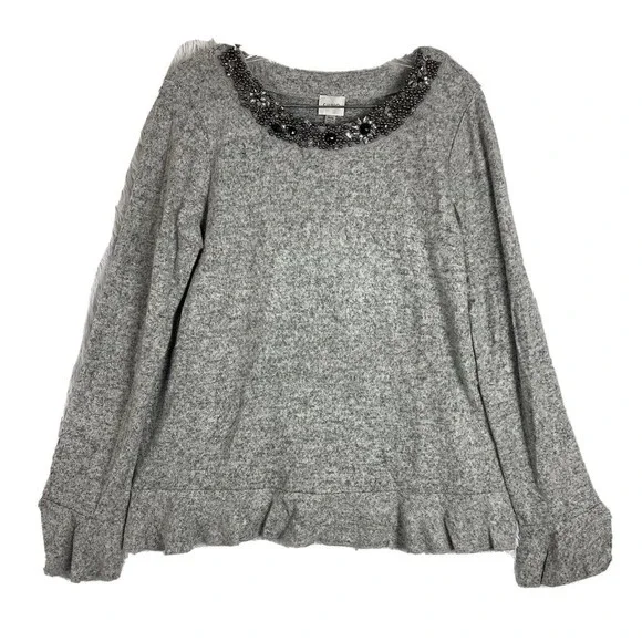 Cupio Sweaters Cupio Womens Gray Pullover Sweater M Beaded